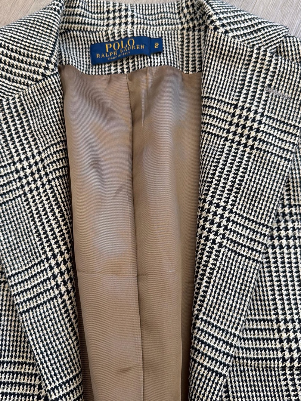 Polo by Ralph Lauren Black & White Glen Plaid Blazer with Tan Lining